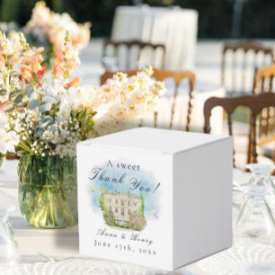 Elegant Venue Fontän blommor Bröllop Tack Presentaskar
