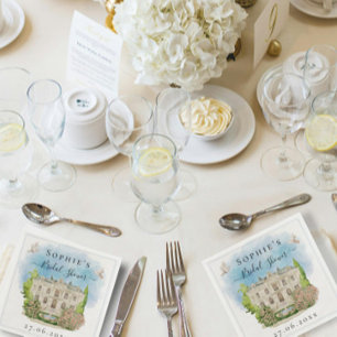 Elegant Venue fontän blommor duvar Möhippa Pappersservett
