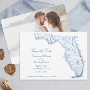 Elegant Vero Beach Florida Bröllop flottan Karta Spara Datumet