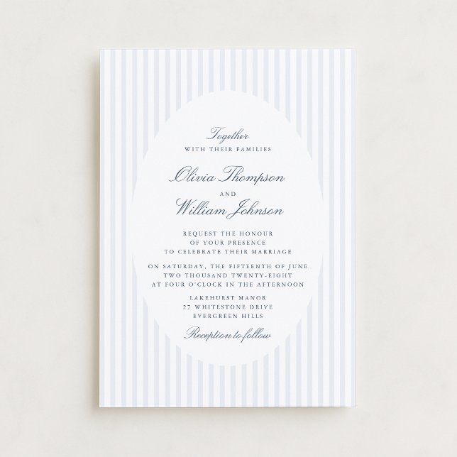 Elegant Vertical Stripe Classic Wedding Invitation Inbjudningar (Skapare uppladdad)