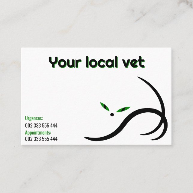 Elegant vet minimalistisk svart katt visitkort (Framsida)