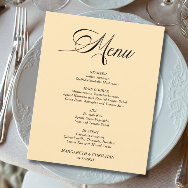 Elegant vete minimalistisk bröllopsmeny på budget (Skapare uppladdad)