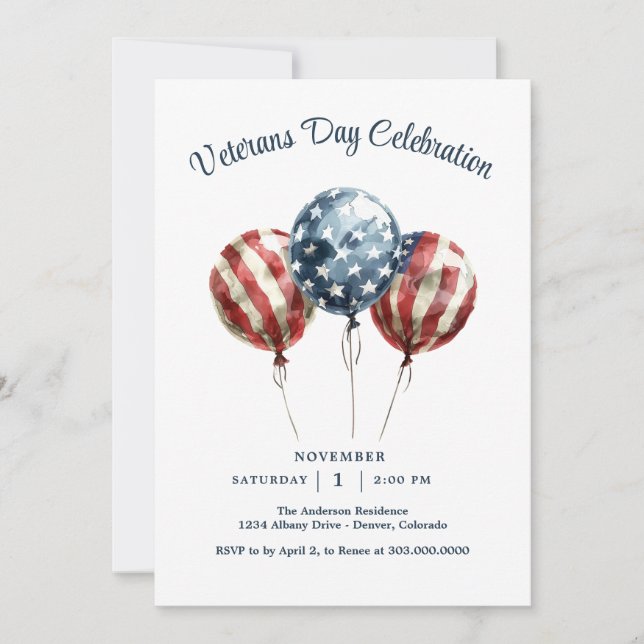 Elegant Veterans Day Party Inbjudningar (Framsida)