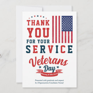 Elegant Veterans Day Thank You 2026 Calendar Julkort