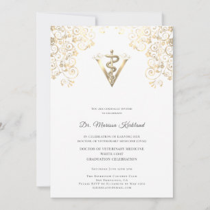 Elegant veterinär vit kappa ceremoni inbjudan