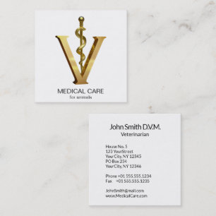 Elegant Veterinary Medicine Asclepius Vet Guld V Fyrkantigt Visitkort