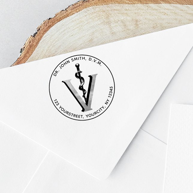 Elegant Veterinary Medicine Vet Asclepius Stämpel (Skapare uppladdad)