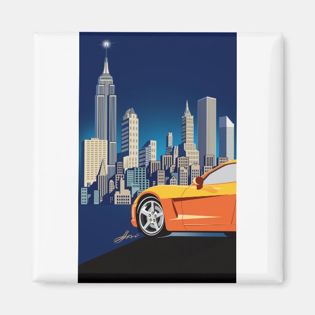 ELEGANT VETTE AUTOMOBILE ART MAGNET (Framsidan)