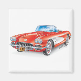 ELEGANT VETTE AUTOMOBILE ART MAGNET