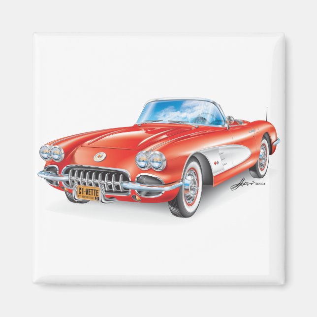 ELEGANT VETTE AUTOMOBILE ART MAGNET (Framsidan)