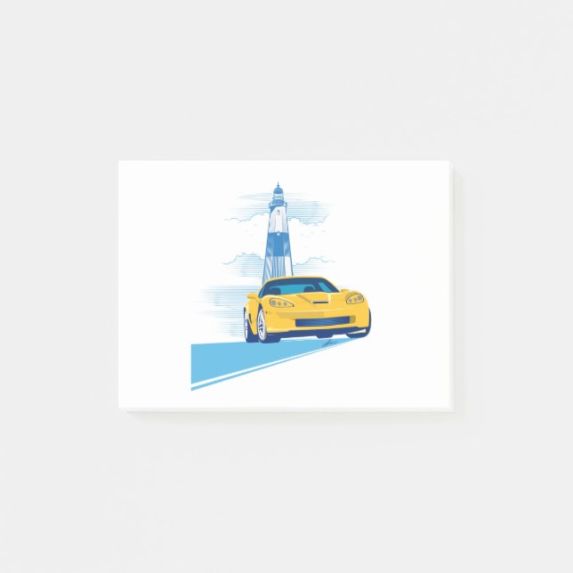 ELEGANT VETTE AUTOMOBILE ART POST-IT BLOCK (Framsida)