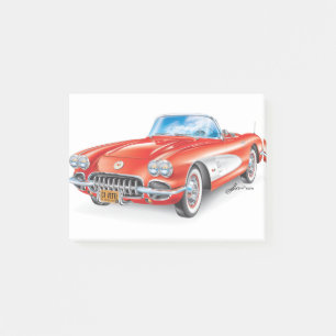 ELEGANT VETTE AUTOMOBILE ART POST-IT BLOCK