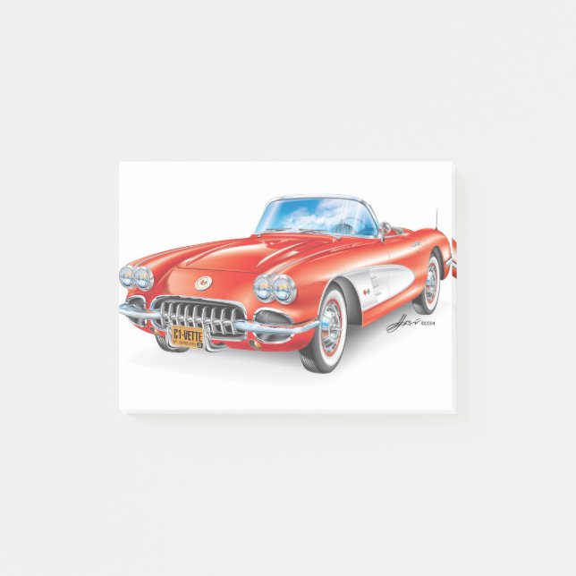 ELEGANT VETTE AUTOMOBILE ART POST-IT BLOCK (Framsida)