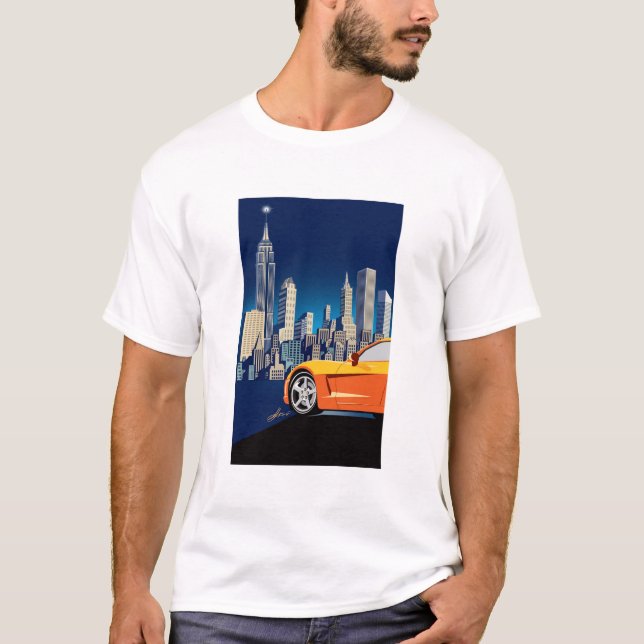 ELEGANT VETTE AUTOMOBILE ART T SHIRT (Framsida)