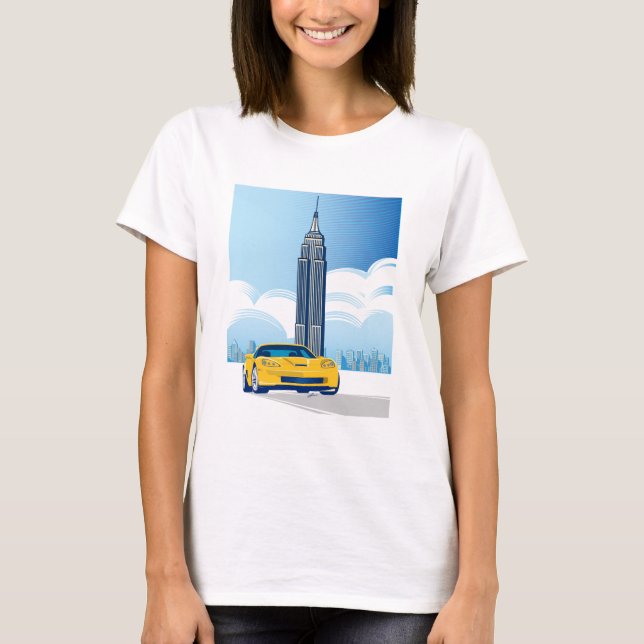 ELEGANT VETTE AUTOMOBILE ART T SHIRT (Framsida)