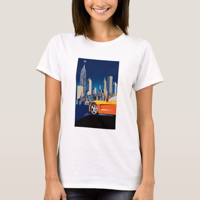 ELEGANT VETTE AUTOMOBILE ART T SHIRT (Framsida)