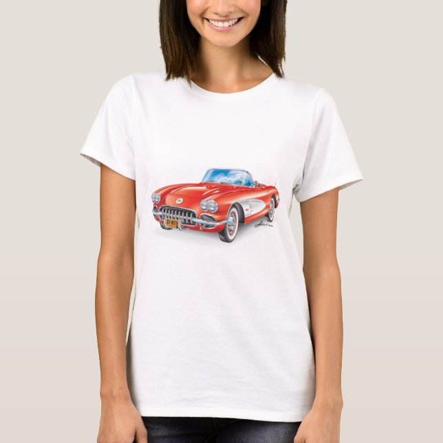 ELEGANT VETTE AUTOMOBILE ART T SHIRT (Framsida)