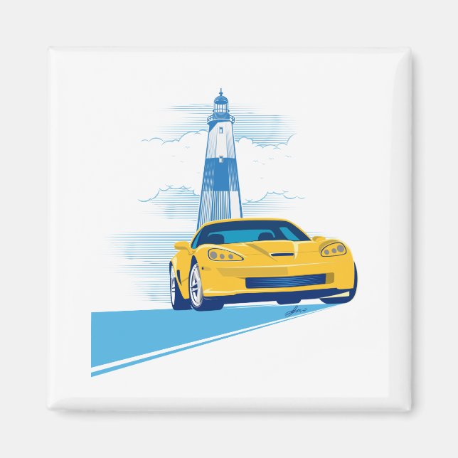 Elegant Vette Cruise Illustration Magnet (Framsidan)