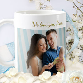 Elegant Vi älskar dig Mamma Foto Mors dag Guld Kaffemugg