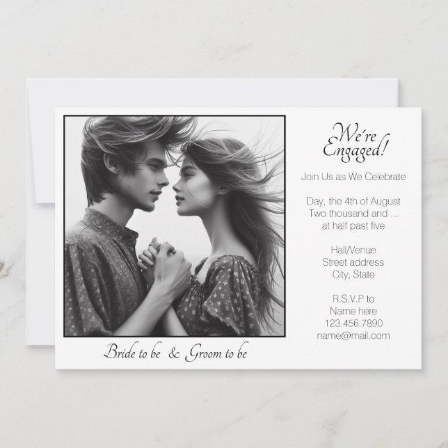 Elegant Vi är engagerade i svartvitt med ramfoto Meddelande (Framsida)