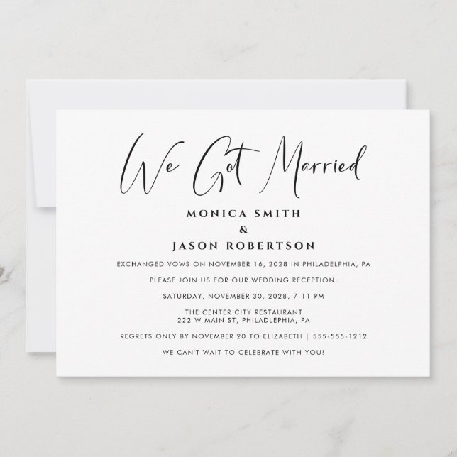 Elegant Vi Gift Oss Bröllopsmottagning Meddelande (Framsida)