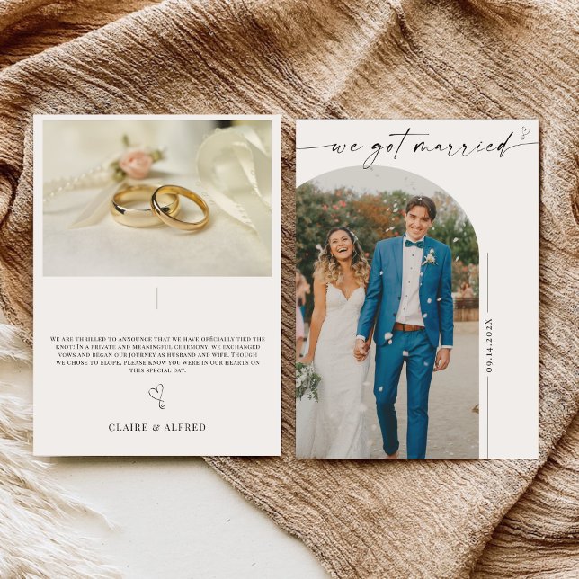 Elegant Vi Gifta Oss Bröllopsannonskort  Meddelande (Skapare uppladdad)