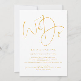 Elegant Vi gör Golden Script QR-kod Bröllop Inbjudningar