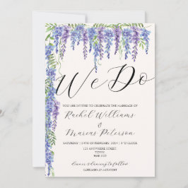 Elegant Vi gör Lila Wisteria Blommigt Bröllop Inbjudningar