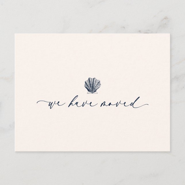 Elegant vi har Flyttat handskript | Blå Vykort (Framsida)