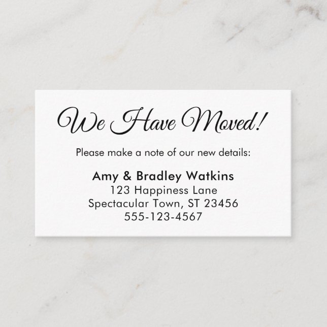 Elegant, vi har helt enkelt Flyttat byte av Adress Tilläggskort (Framsida)