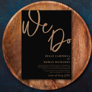 Elegant Vi skriver svart och Guld Bröllop Inbjudningar