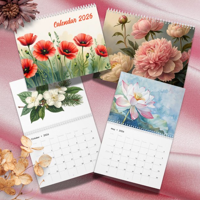 Elegant Vibrant  Akvarell Botanisk 2026 Kalender (Skapare uppladdad)