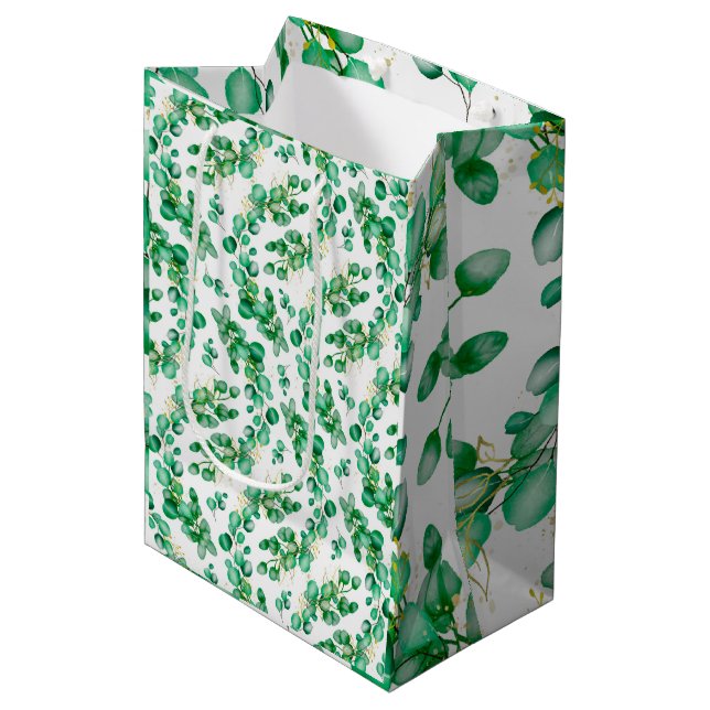Elegant Vibrant Eucalyptus Medium Gift Bag (Framsidan Vinklad)