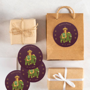 Elegant Vibrant Red Guld Mandala Indiska Bröllop Runt Klistermärke