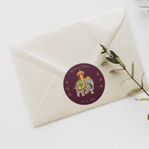 Elegant Vibrant Red Guld Mandala Indiska Bröllop Runt Klistermärke