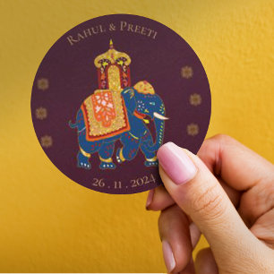 Elegant Vibrant Red Guld Mandala Indiska Bröllop Runt Klistermärke