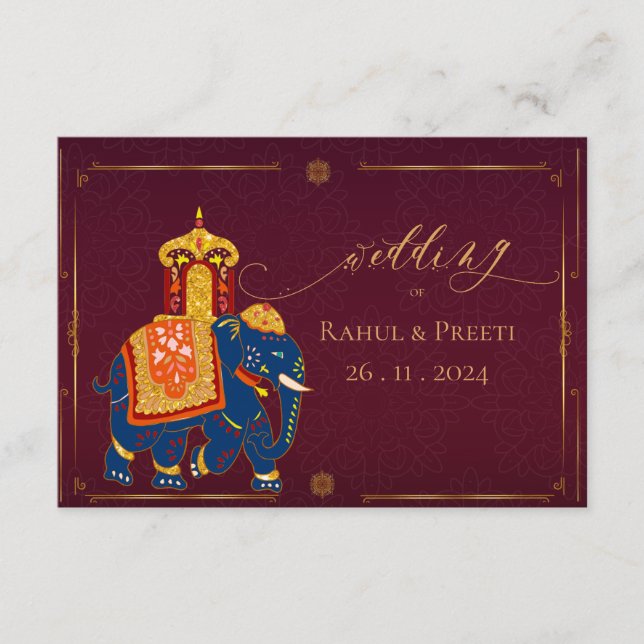 Elegant Vibrant Red Guld Mandala Indiska Bröllop Tilläggskort (Framsida)