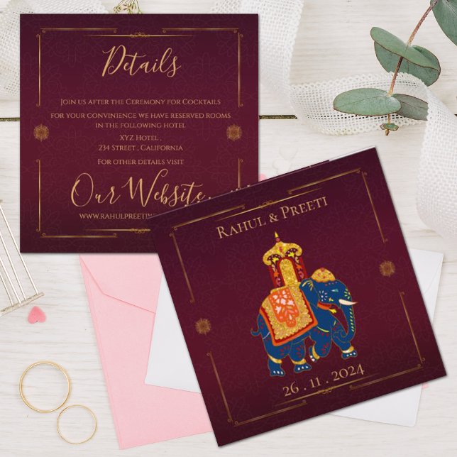 Elegant Vibrant Röd Guld Mandala Indisk Bröllop Tilläggskort (Elegant Vibrant Red Gold Mandala Indian Wedding Enclosure Card)