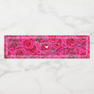 Elegant Vibrant Rosa ros Aesthetic Chic Romantic Vattenflaskor Etikett