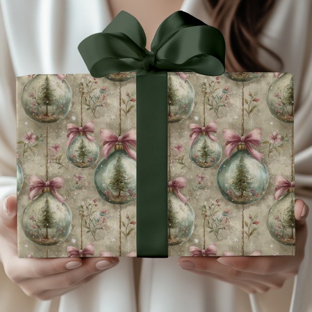 Elegant Victorian Bauble and Bow Christmas Gift  Presentpapper (Skapare uppladdad)