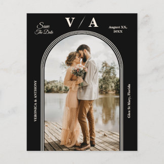 Elegant Victorian Black Bröllop spara datum Flygblad