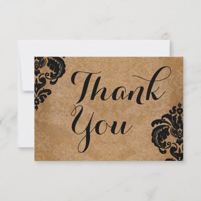 Elegant Victorian Black Damask OSA Kort (Framsida)