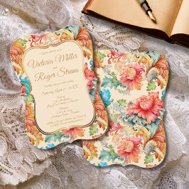 Elegant Victorian Blommigt Bröllop Inbjudningar
