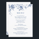 Elegant Victorian Blue Blommigt Bröllop Middag Meny<br><div class="desc">Om du vill göra ytterligare anpassningar klickar du på länken "anpassa ytterligare" och användor verktyg som är utformat för att ändra mallen.</div>