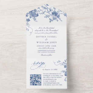 Elegant Victorian Blue Fransk Blommigt Bröllop