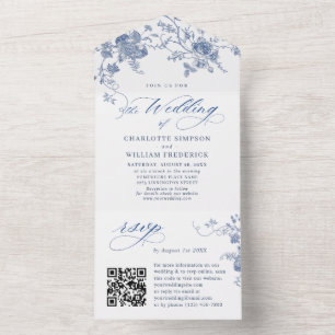 Elegant Victorian Blue Fransk Blommigt Bröllop