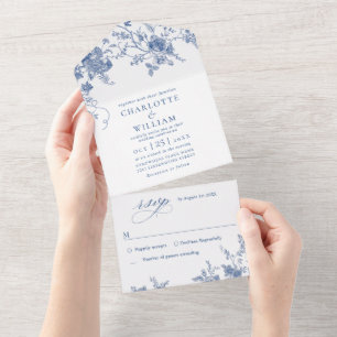 Elegant Victorian Blue Fransk Blommigt Bröllop