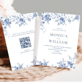 Elegant Victorian Blue Fransk Blommigt Bröllop Inbjudningar
