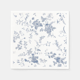 Elegant Victorian Blue Fransk Blommigt Bröllop Pappersservett