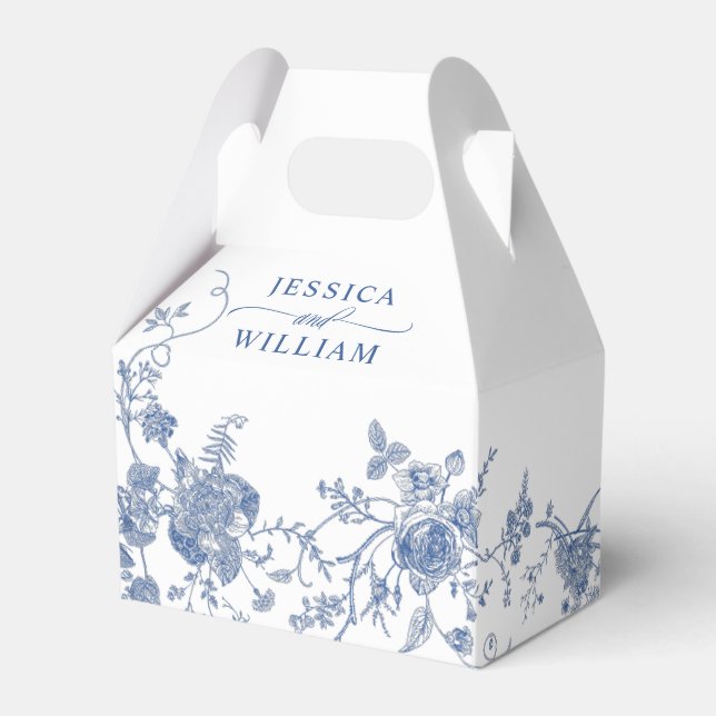 Elegant Victorian Blue Fransk Blommigt Bröllop Presentaskar (Framsidan Sidan)